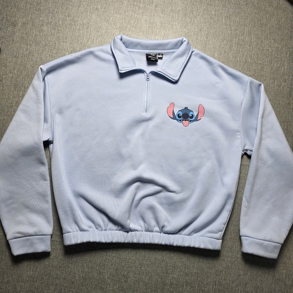 Disney Tops - Stitch Experiment 626 Cropped Quarter-Zip Sweatshirt Mad Engine Size W Medium